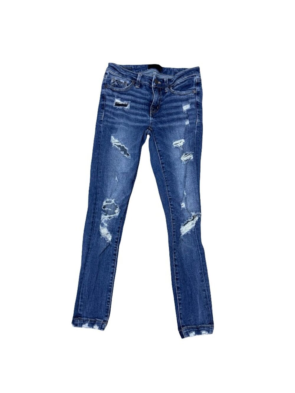 Buckle Black Womens Distressed Ankle Skinny Jeans Size 24 Dark Blue Denim